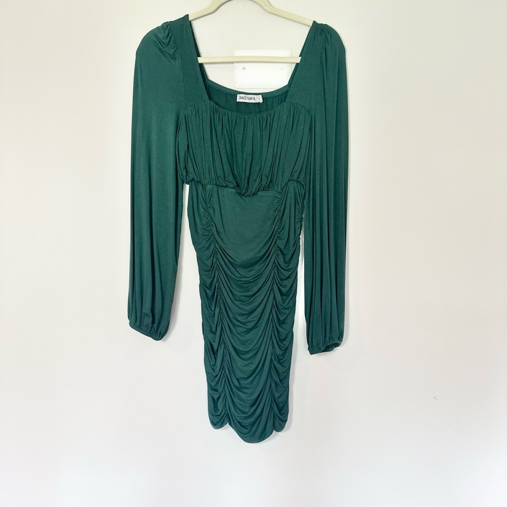 Grace Karin Long Sleeve Ruched Dress
